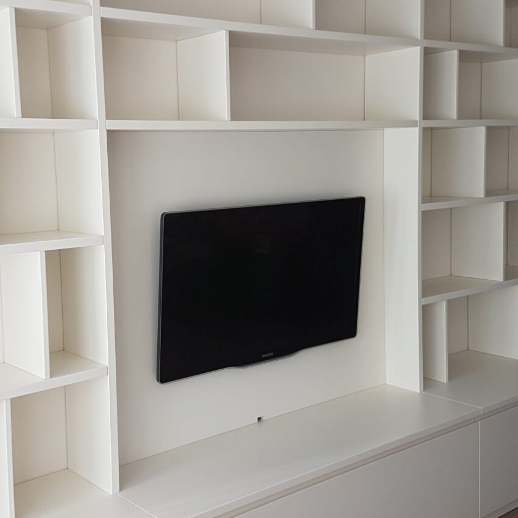 libreria porta tv su misura laccato opaco falegnameria Spagnesi9punto8